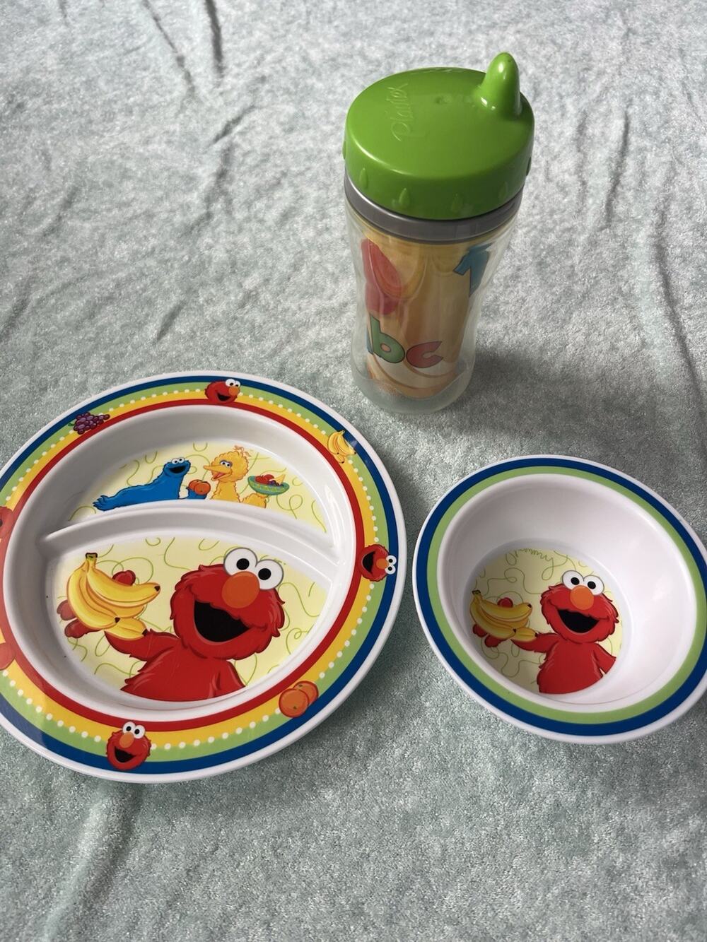 Vintage Munchkin Sesame Street Elmo Toddler Dining Set Playtex Drinking Cup